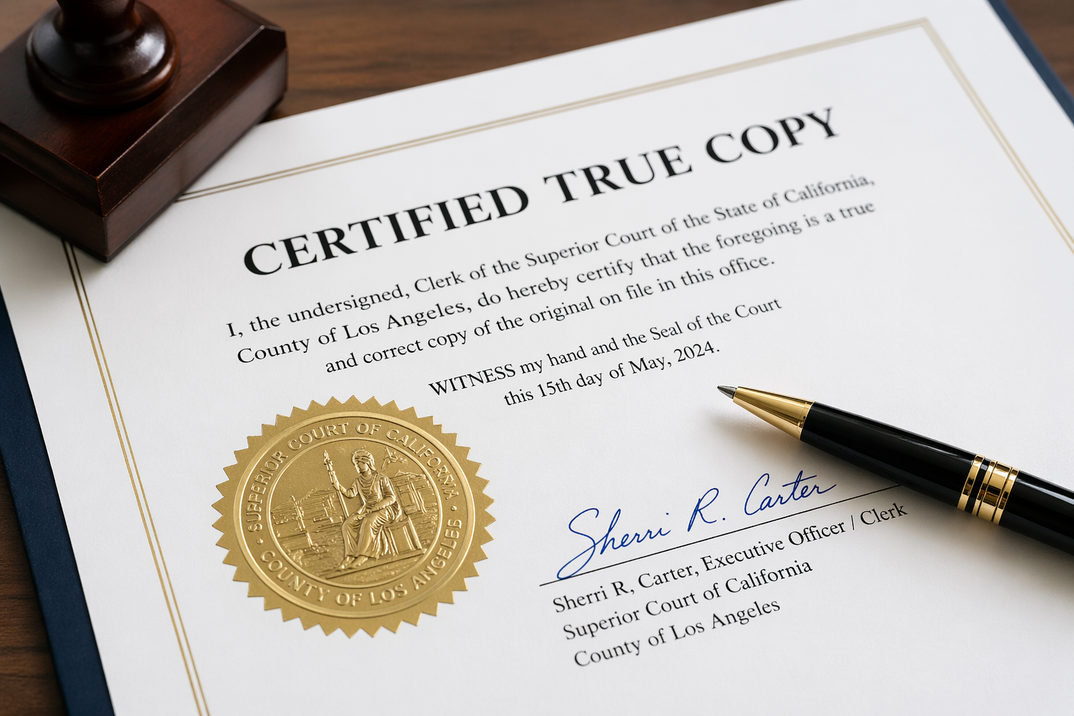 Certified document retrieval and apostille services in California