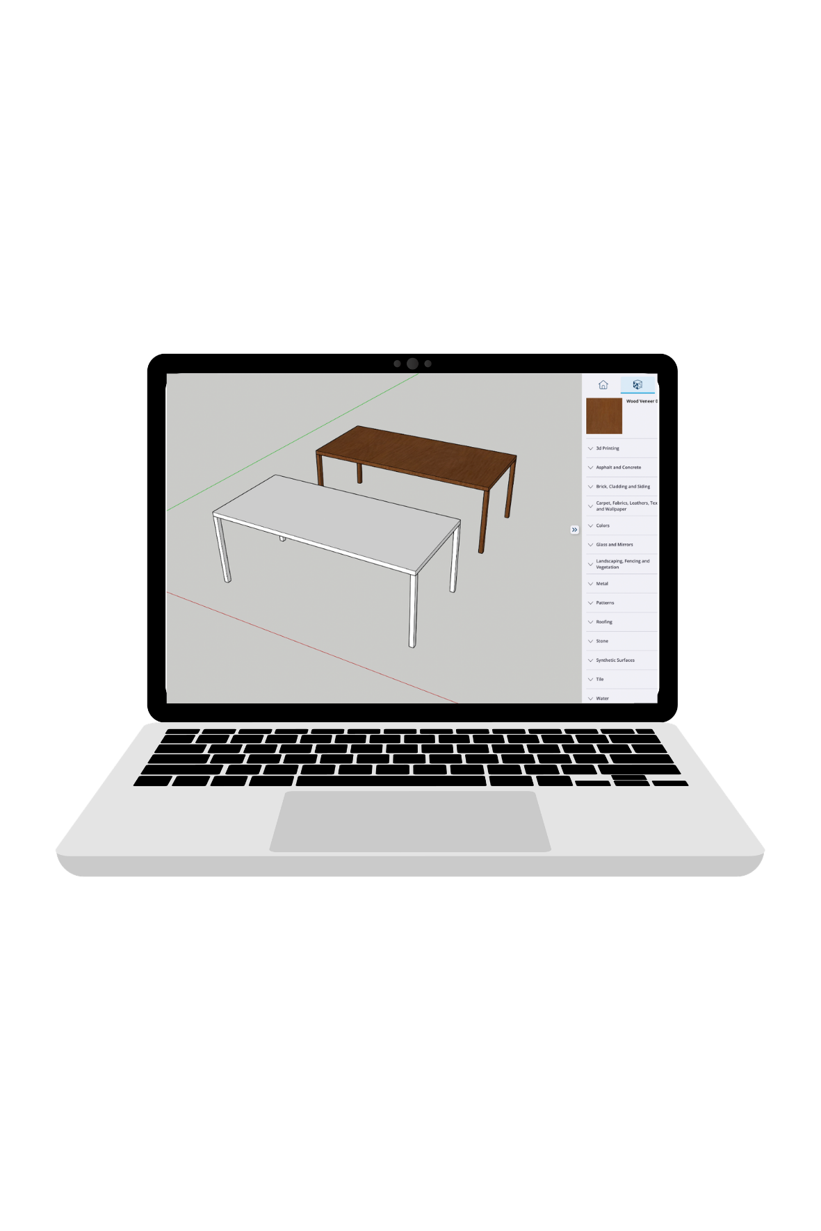 SketchUp software showing beginner 3D modeling workspace on screen