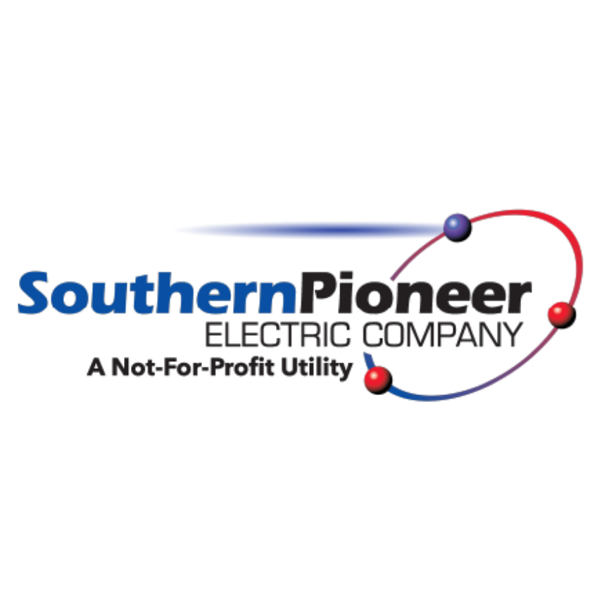 Logo for Southern Pioneer Electric Company with a stylized electric arc and slogan 'A Not-For-Profit Utility'.
