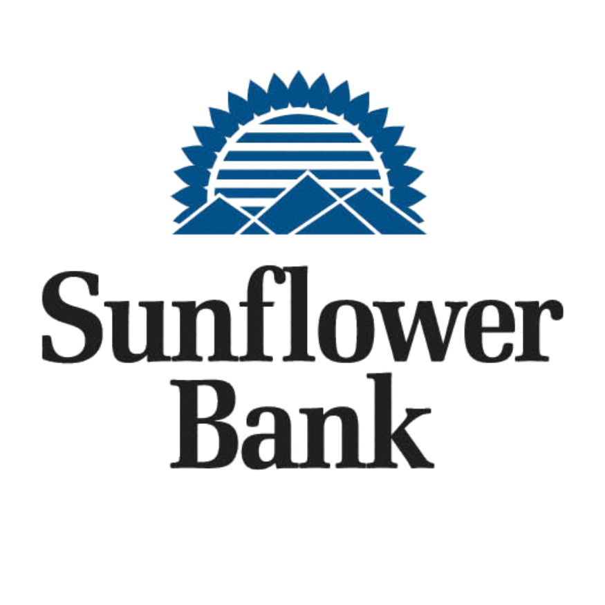 Sunflower Bank logo featuring a stylized sunflower with blue petals and a black text that reads 'Sunflower Bank'.
