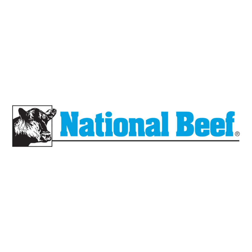 National Beef logo with a black cow head graphic and the company name in blue text.