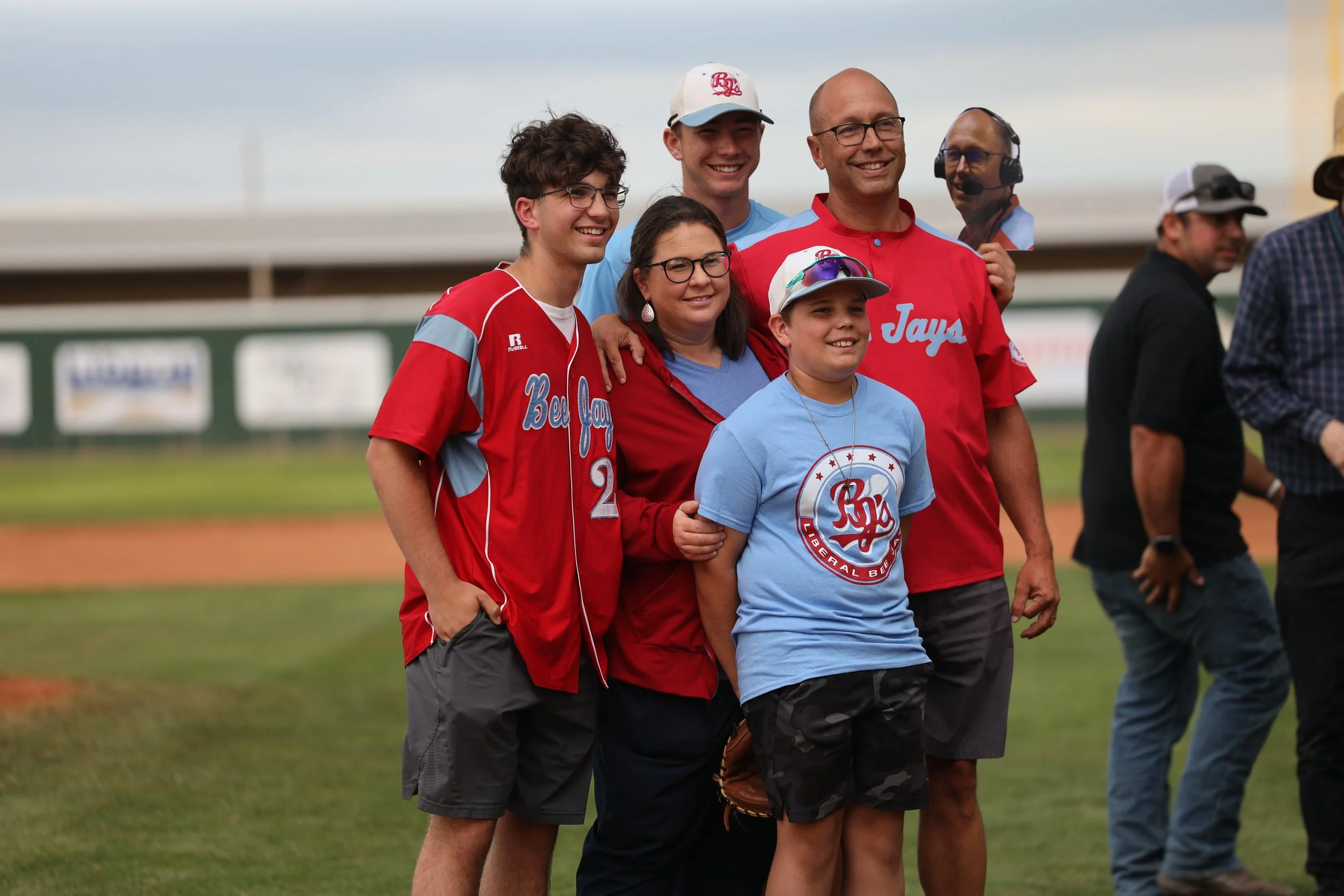 The Kappelmann family at Brock Kappelmann night at a Liberal Bee Jays baseball game