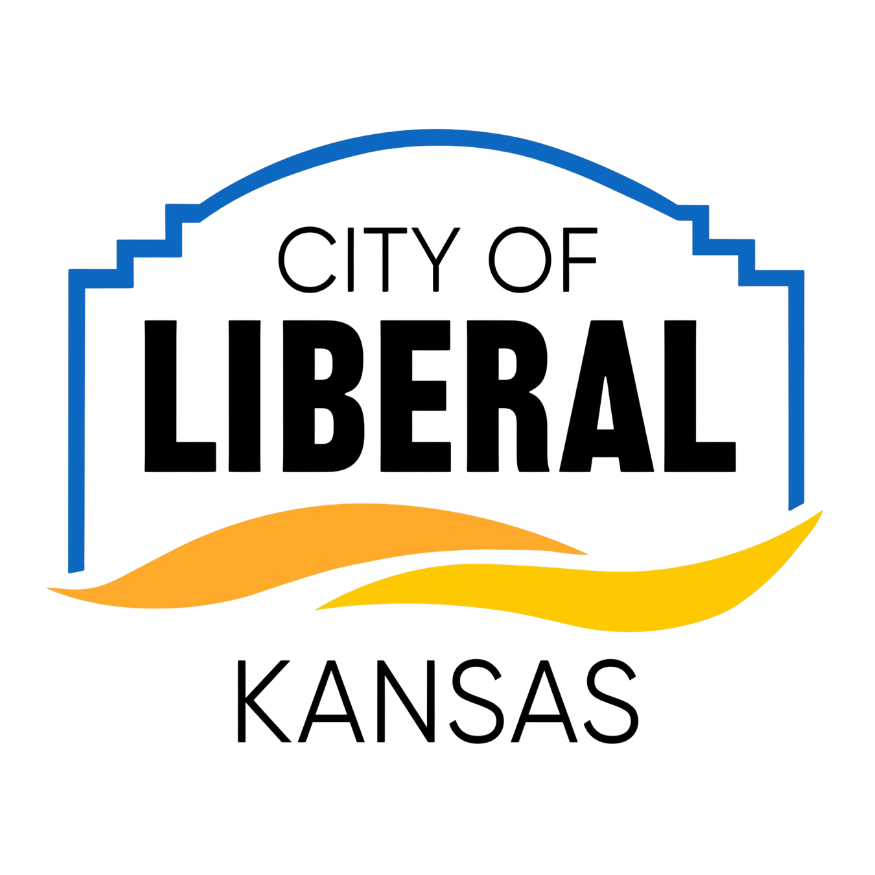 Logo for the city of Wichita, Kansas featuring bold black text, a blue arch, and stylized orange and yellow waves.