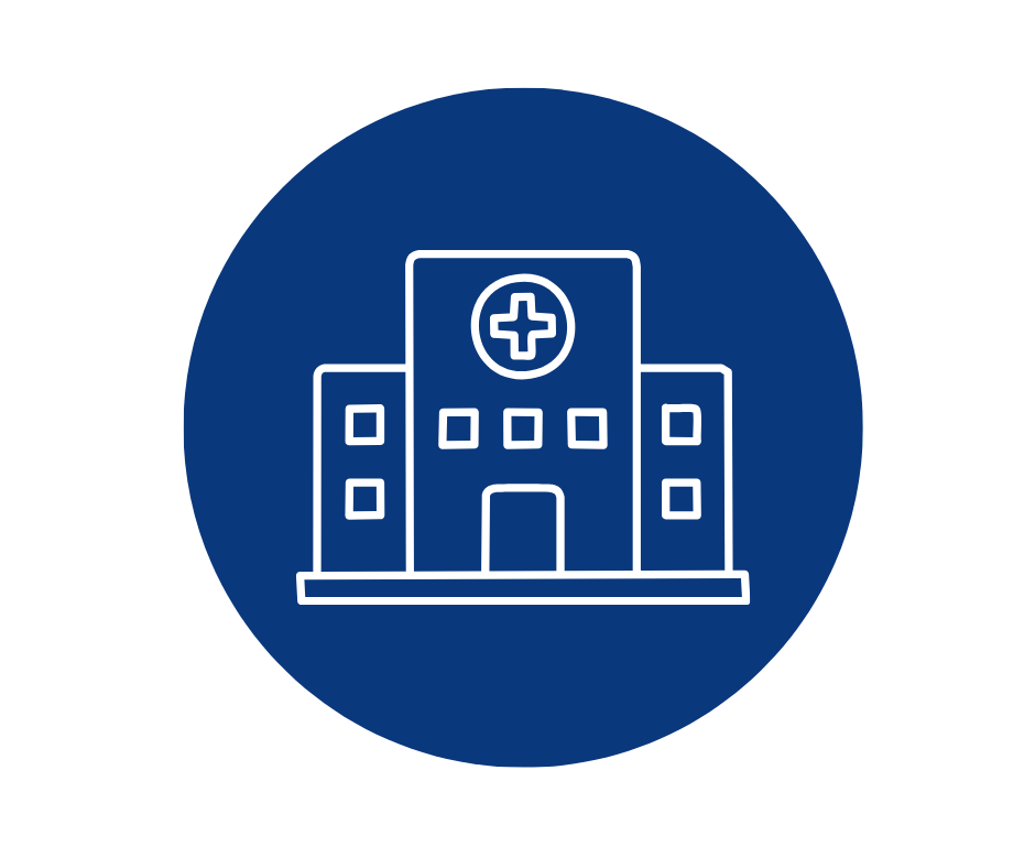 Hospital icon representing acute care expertise and consulting services.