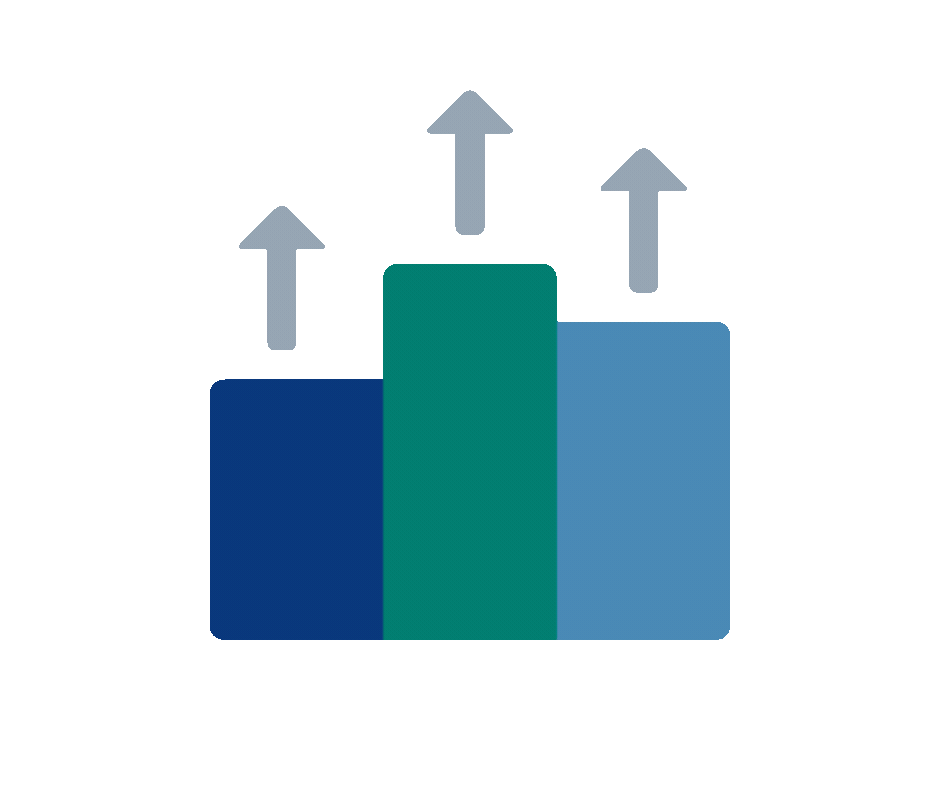 Ascending bar chart icon representing financial performance and measurable program improvement.
