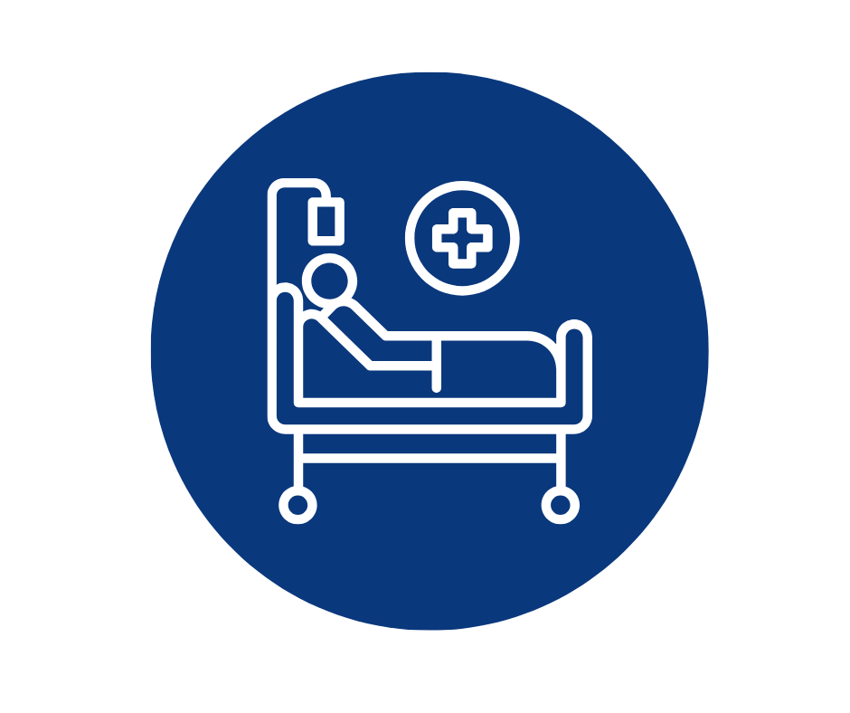 Hospital bed icon representing inpatient care and clinical research settings