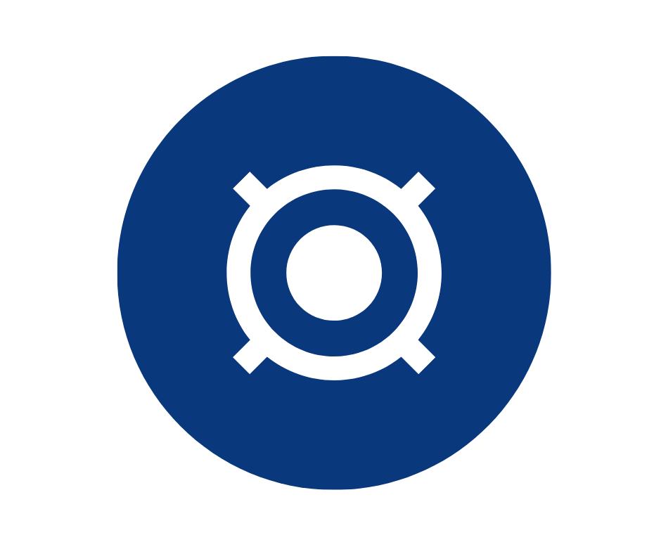 Monitoring lens icon representing clinical oversight, observation, and research data collection.