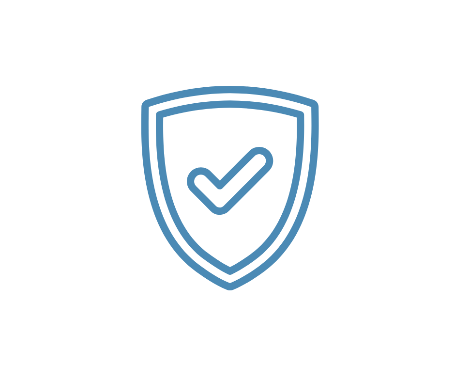 Shield with a check mark icon representing quality, compliance, and performance oversight.