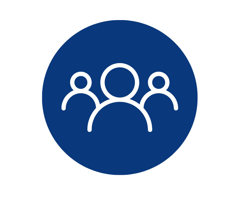 Three-person icon representing a multidisciplinary care team and collaborative consulting support.