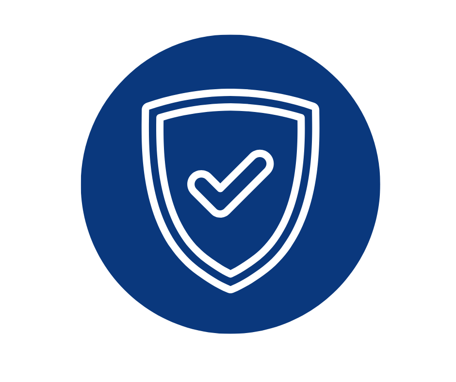 Shield with check mark icon representing documentation accuracy, compliance, and risk management.