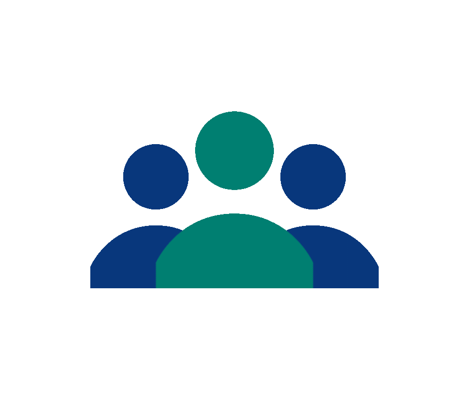 Three-person team icon representing a collaborative wound care program partnership.