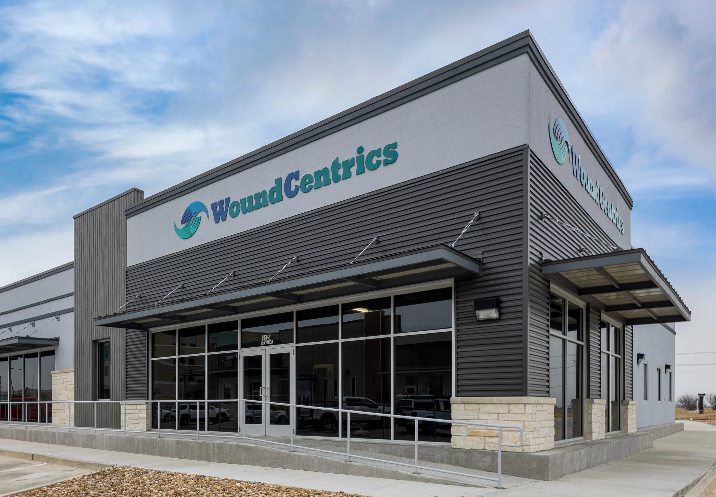 Exterior of the WoundCentrics corporate office in New Braunfels, Texas.