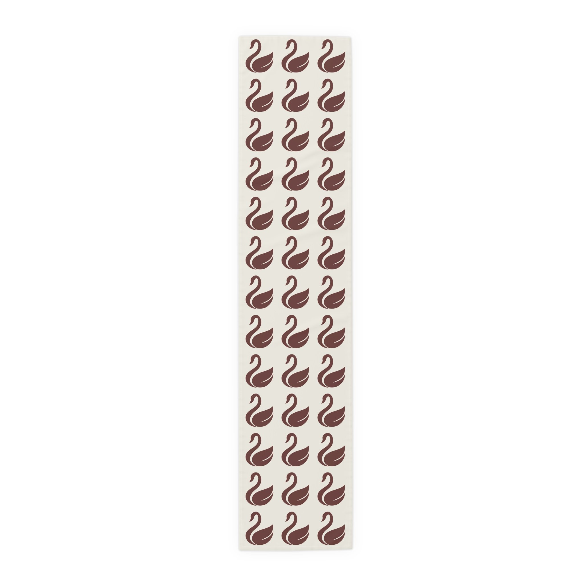 Cotton twill oxblood swan table runner with hemmed edges