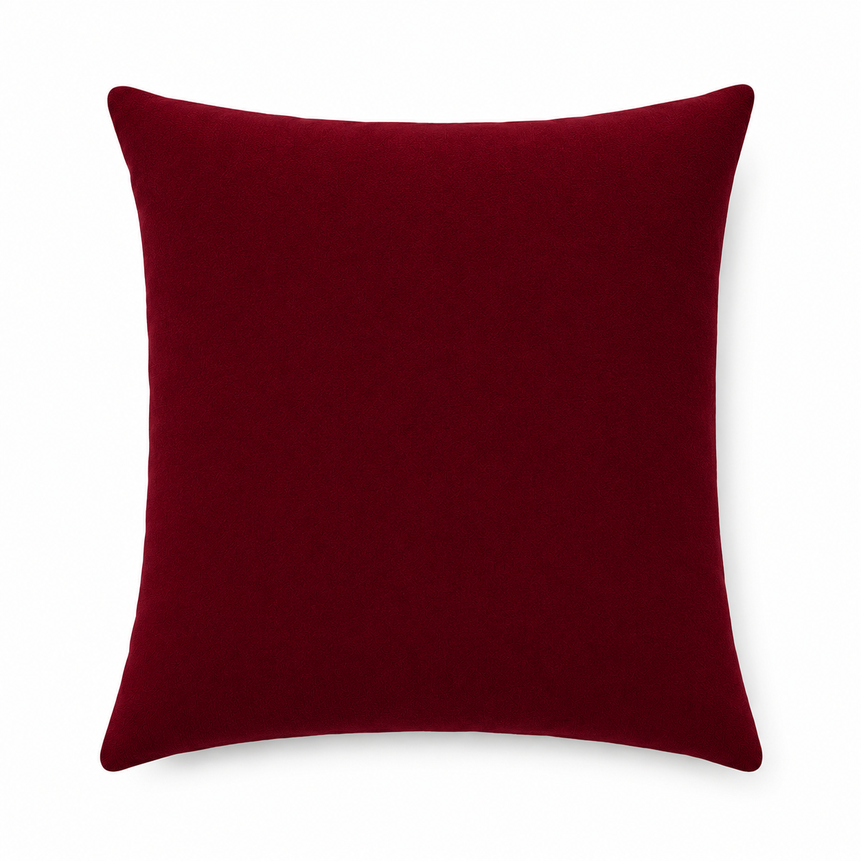 Burgundy Cygnus woven pillow with solid texture on neutral background