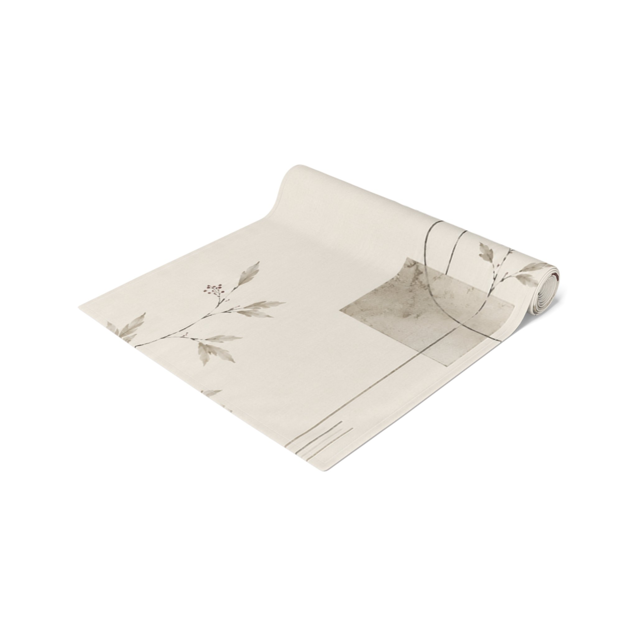 Table runner styled on modern console with decor accents
