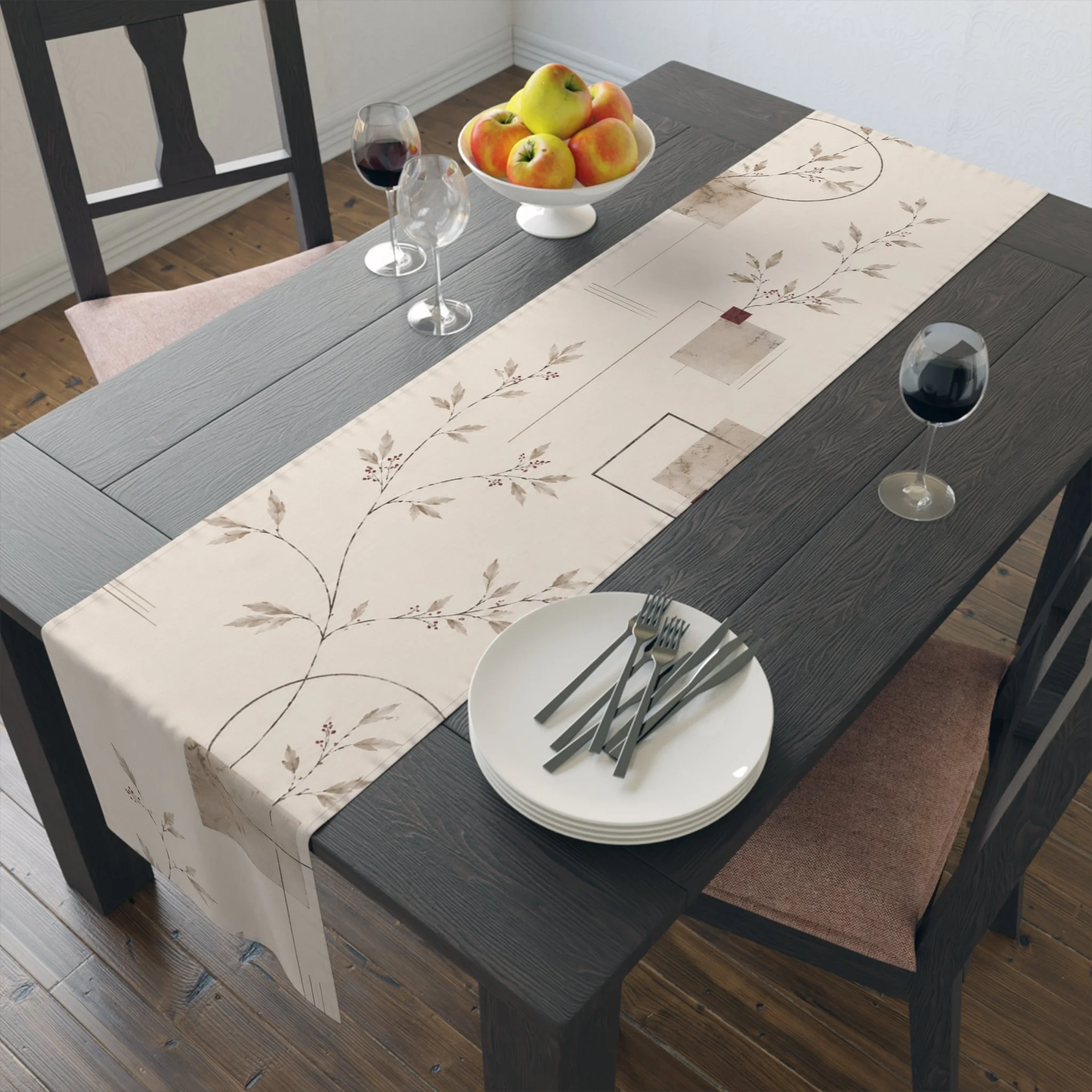 Table runner folded showing fabric options side by side