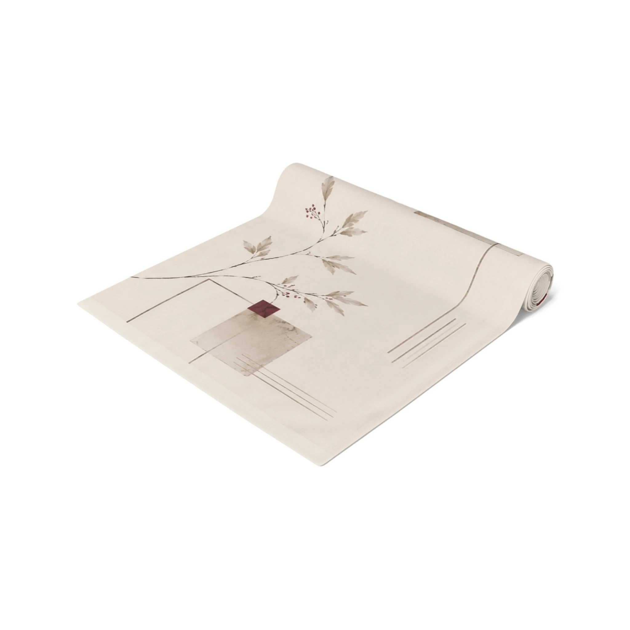 Table runner on farmhouse table with natural wood grain