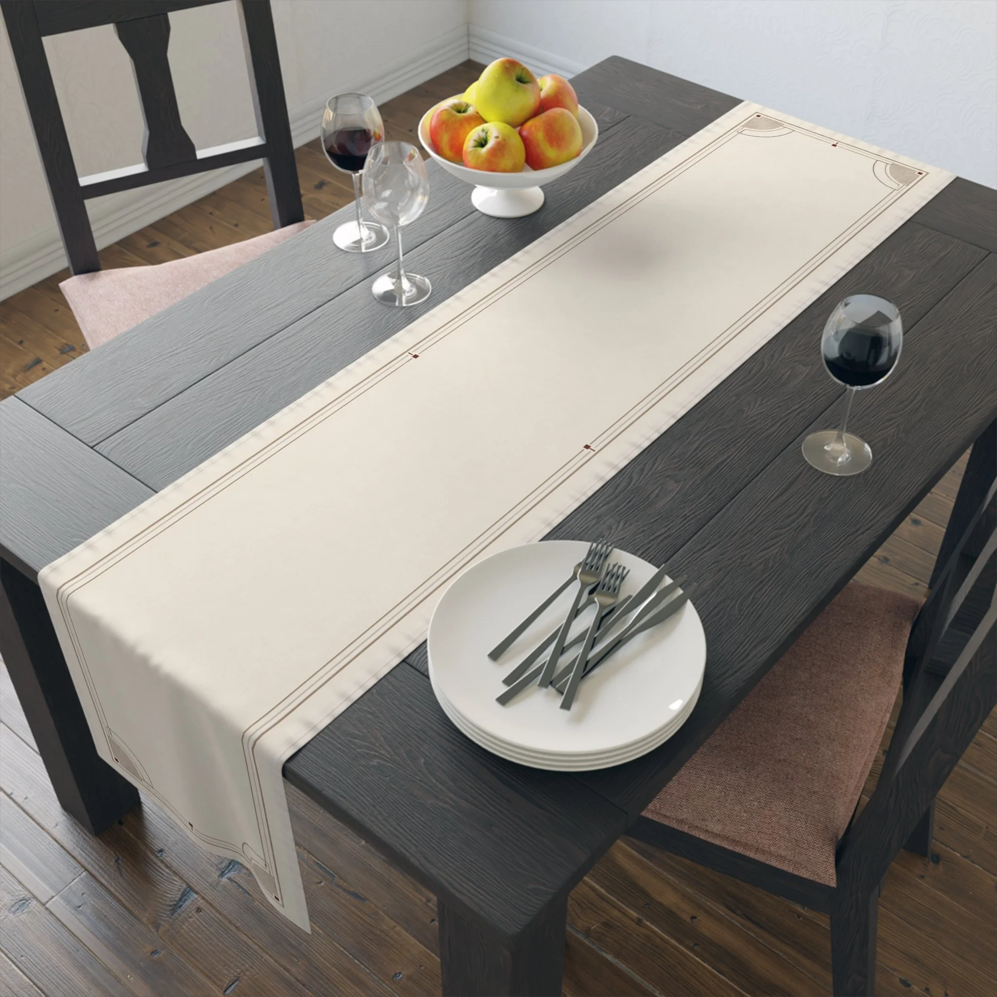 Ember Frame Cloth Table Runner styled for weekend brunch setting