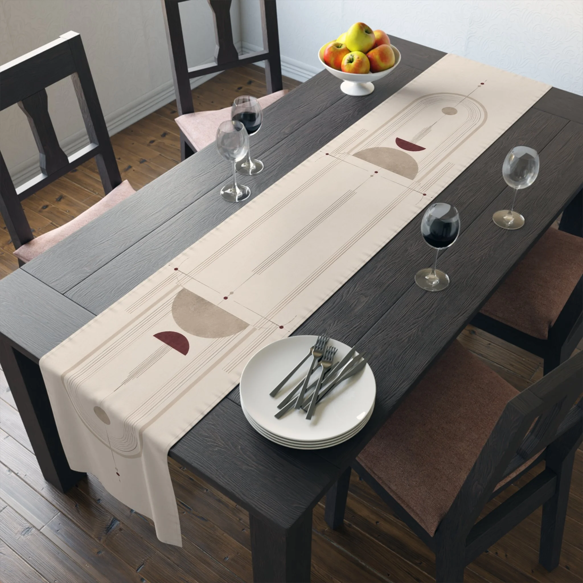 Table runner folded showing fabric options and texture