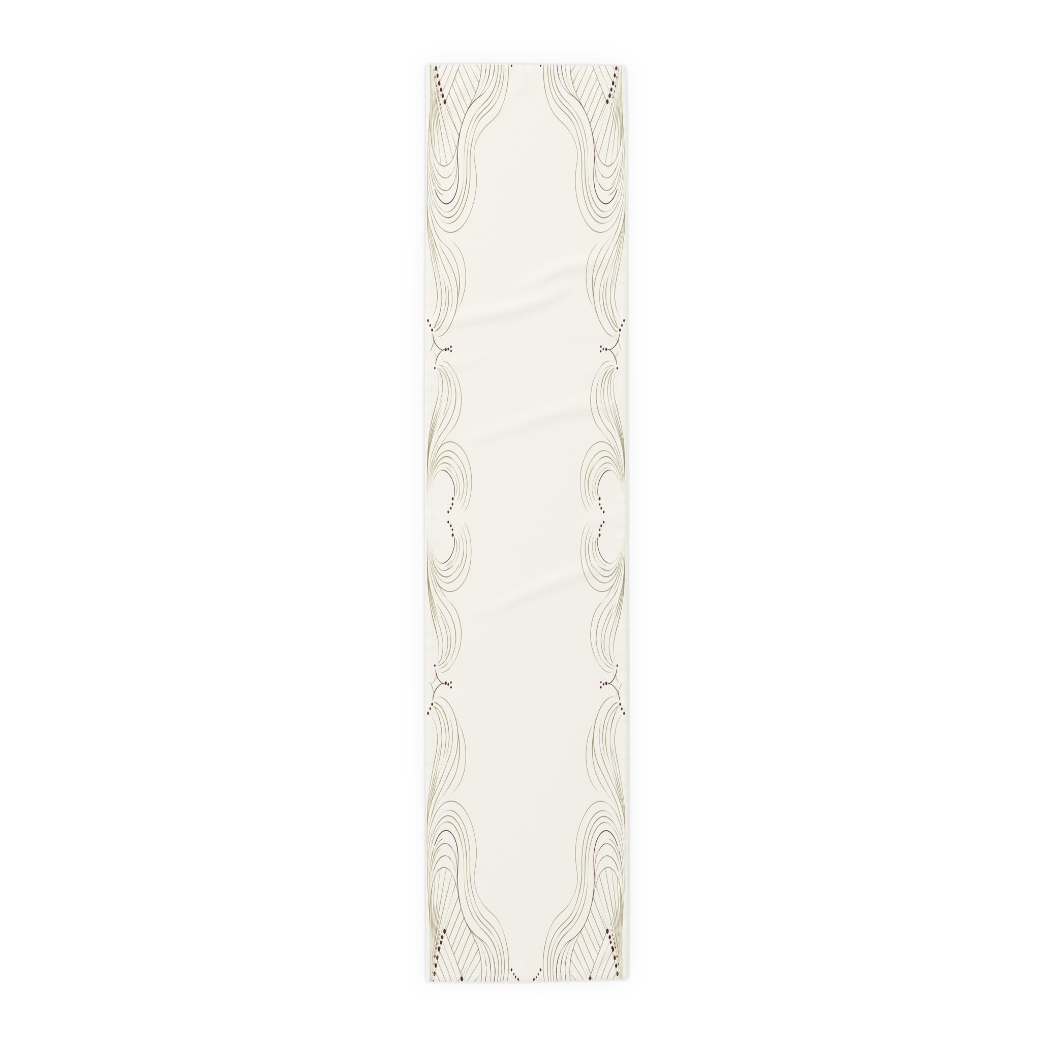 Close-up of Ember Wave table runner cotton fabric texture and hemmed edge