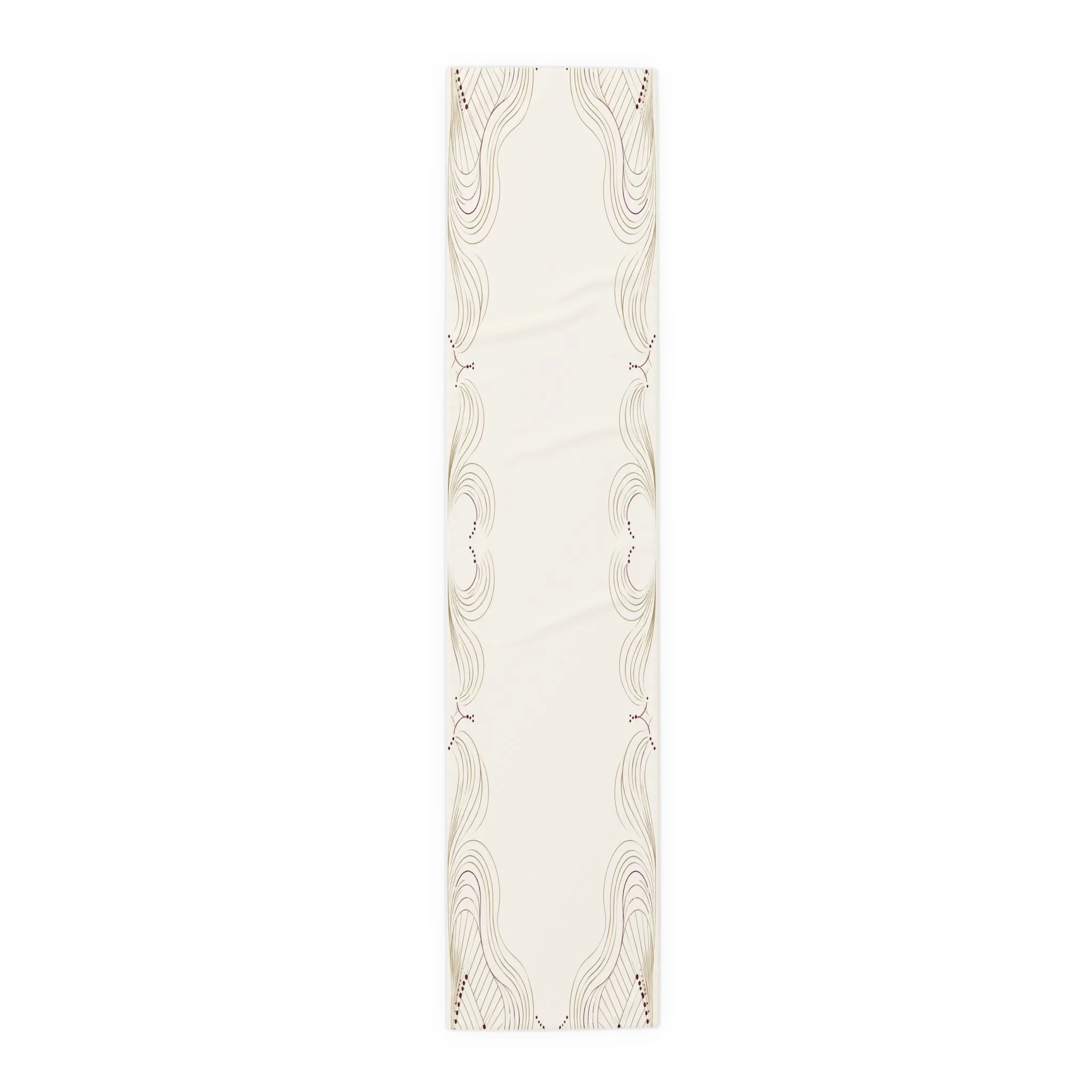 Ember Wave table runner laid out on a wooden surface with natural light