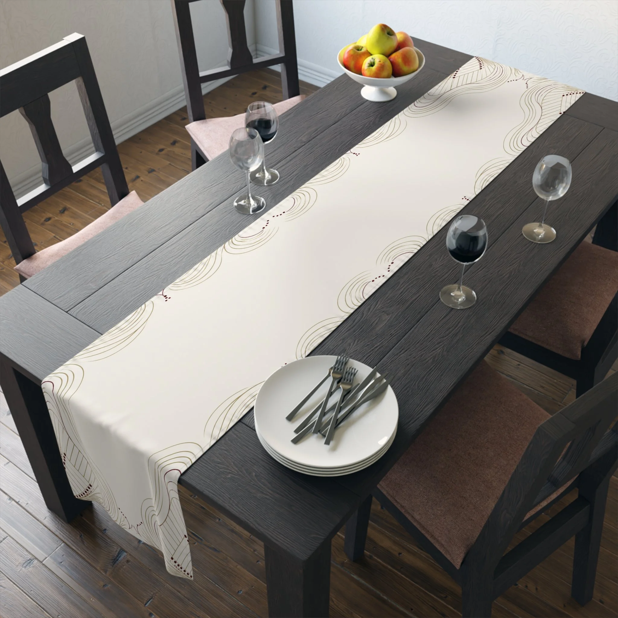 Ember Wave table runner styled with Japandi-inspired home decor elements