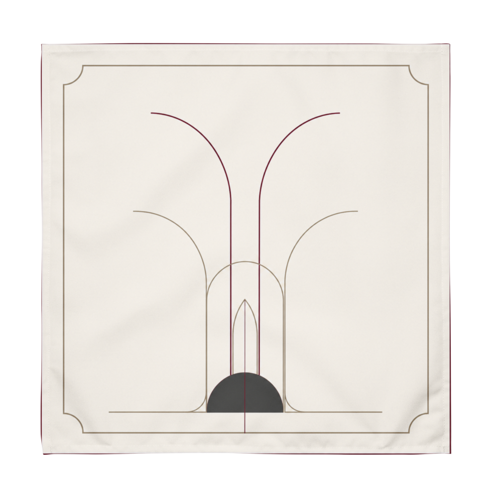 Ember Arch ivory Japandi geometric cloth napkin folded on table