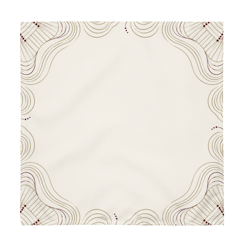 Ivory Ember Wave cotton twill napkin folded on wooden table