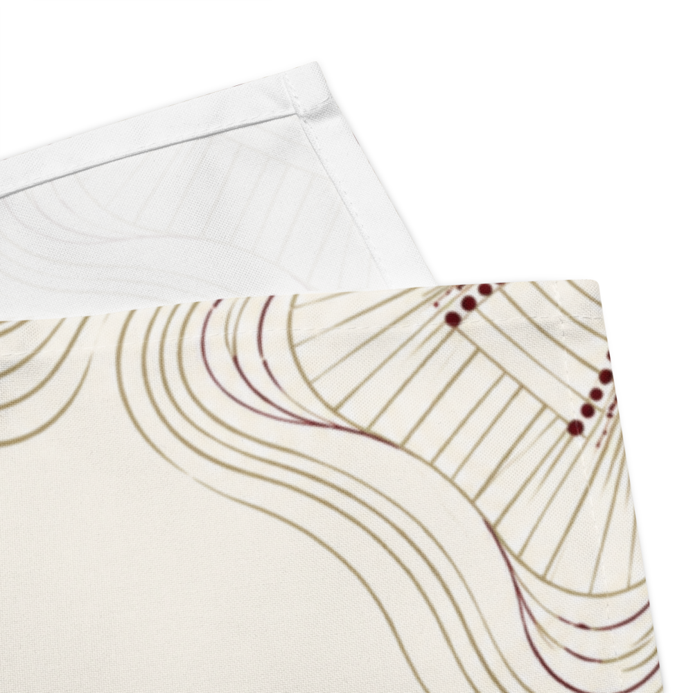 Close-up of Ember Wave Japandi line design on ivory cotton twill napkin