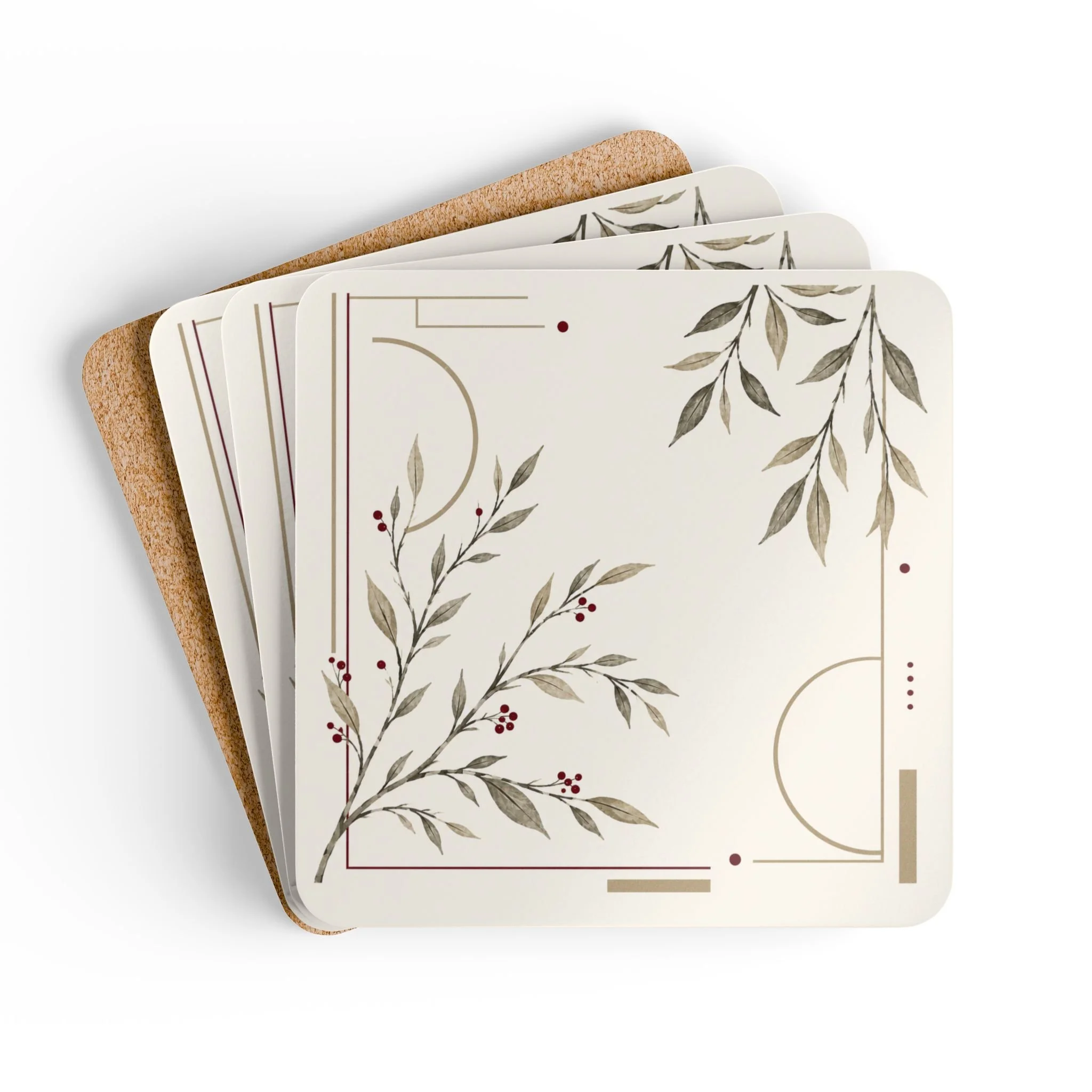 Ember Botanical coaster showing botanical leaf design and gold accents