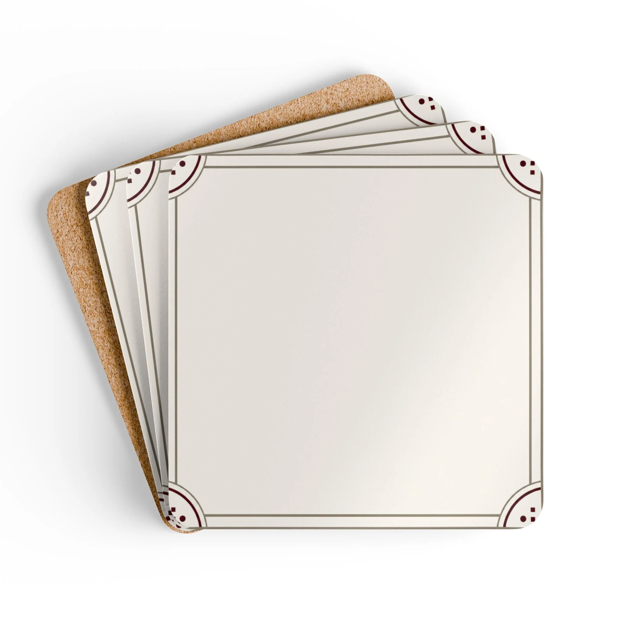 Close-up detail of Ember Frame Coaster showing ivory background and burgundy accents