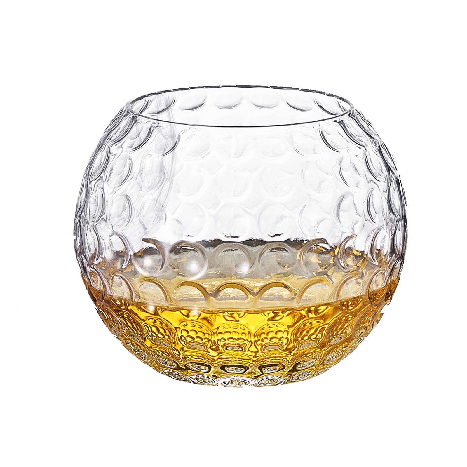 Single 15 oz golf ball-shaped whiskey glass