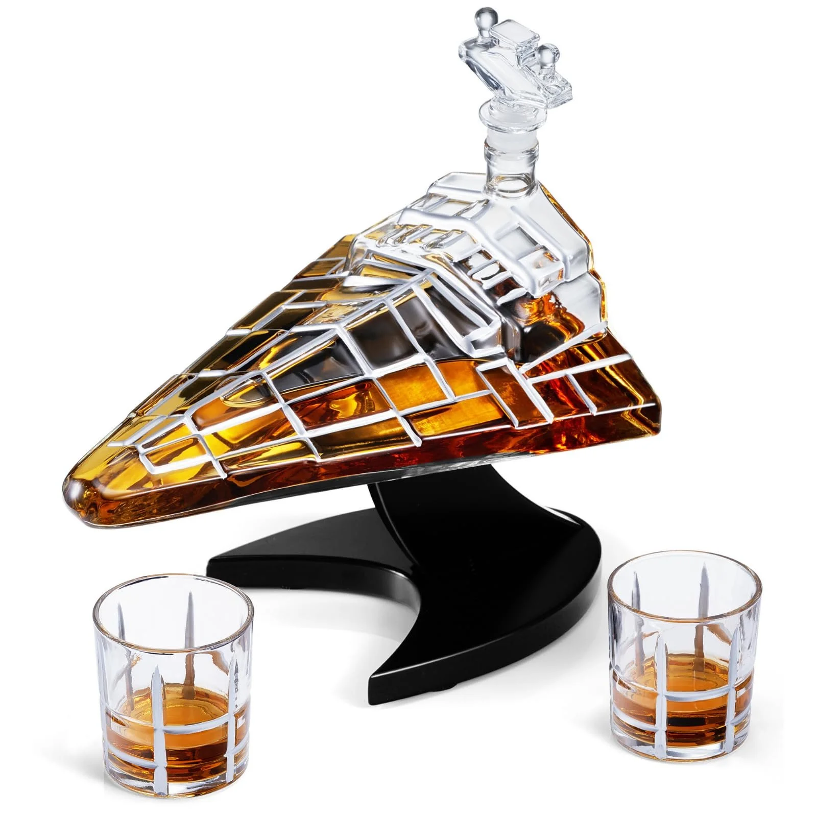 Galactic Command Cruiser Decanter Set handmade 17 oz glass liquor server