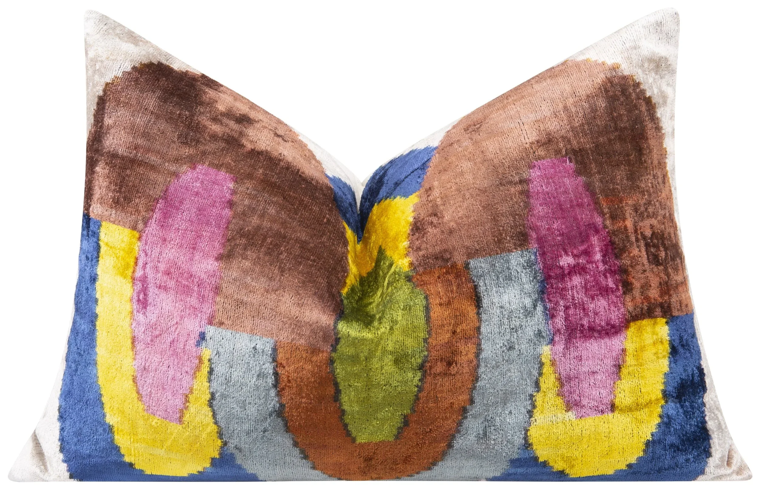 Handmade Silk Velvet Throw Pillow – Colorful Abstract Lumbar Pillow