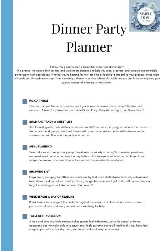 The Dinner Party Planning Printable