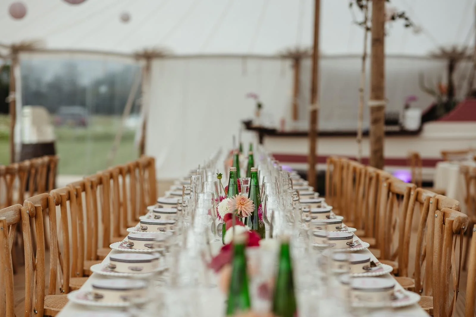 Wedding tables with calligraphy tambourine place names