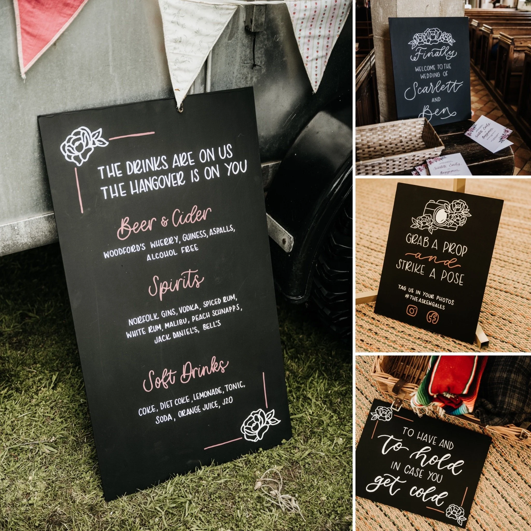 Chalkboard wedding signage