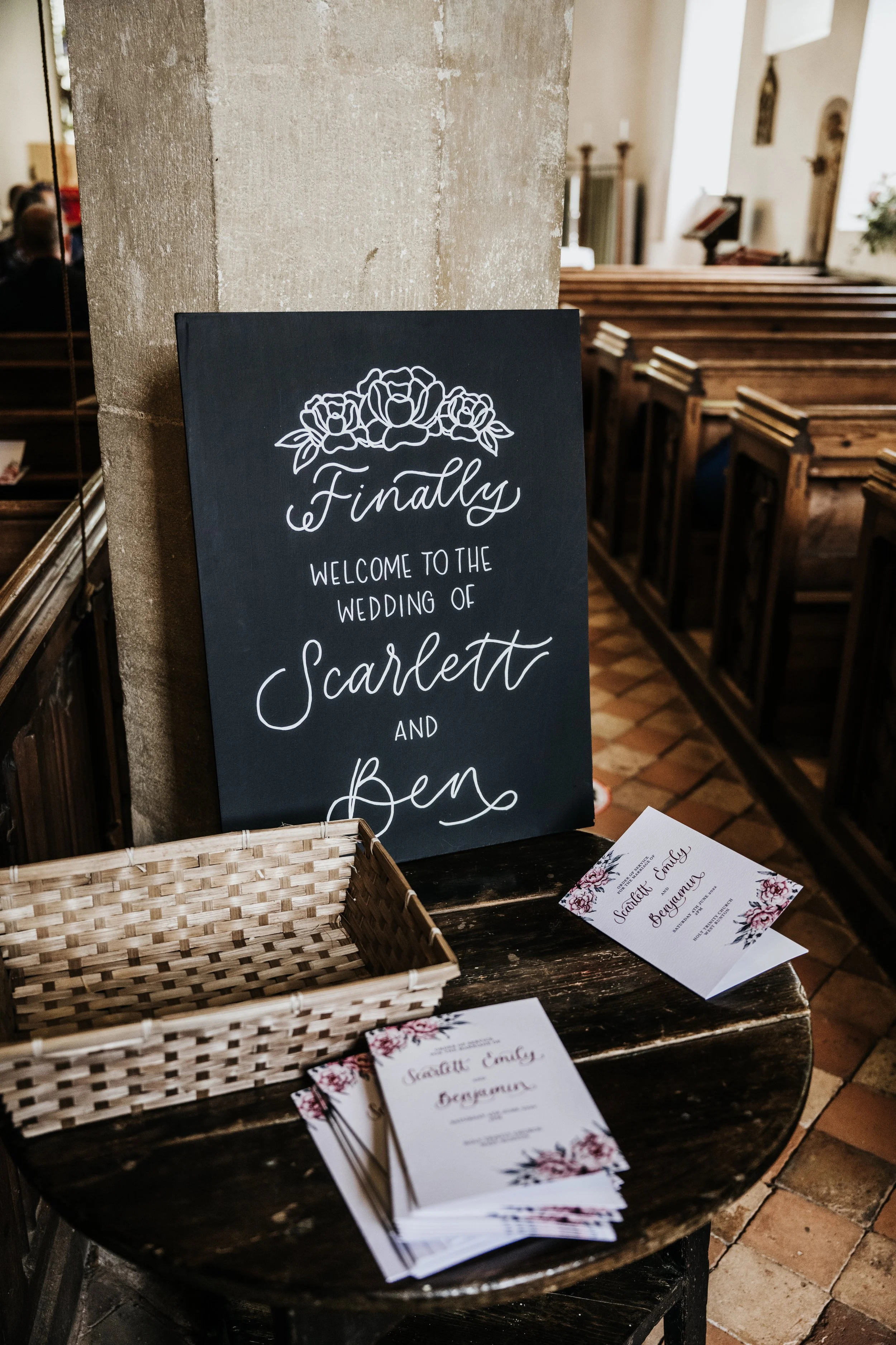 Wedding calligraphy welcome sign