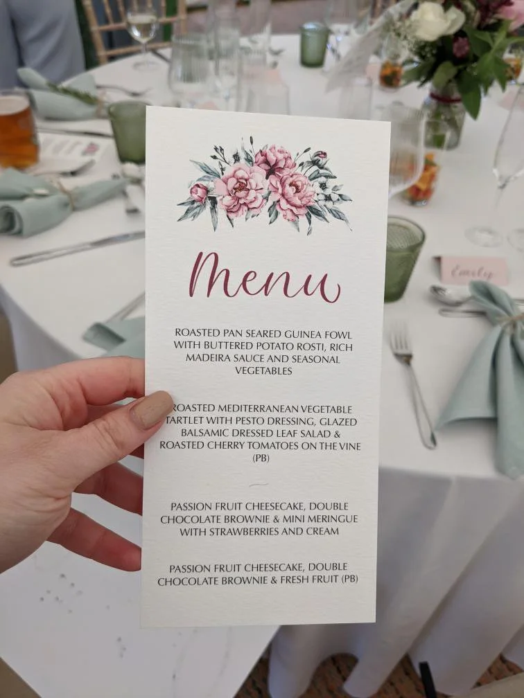 Calligraphy wedding menu