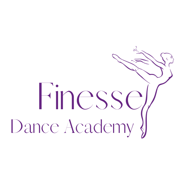 Purple Finesse Dance Academy logo featuring a stylized dancer performing a high leg extension.