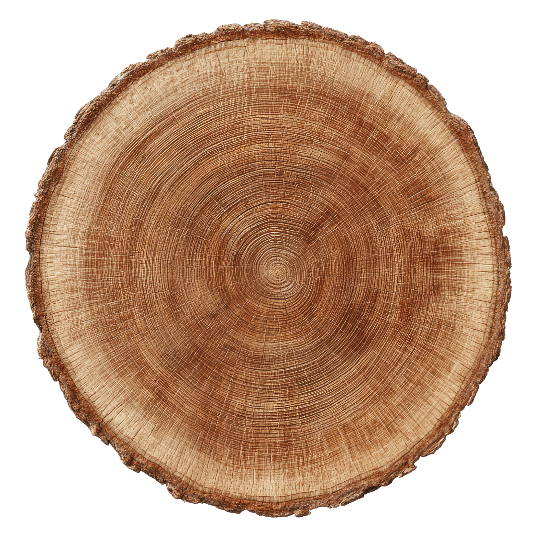 Close-up of a cross-section of a tree trunk showing growth rings.