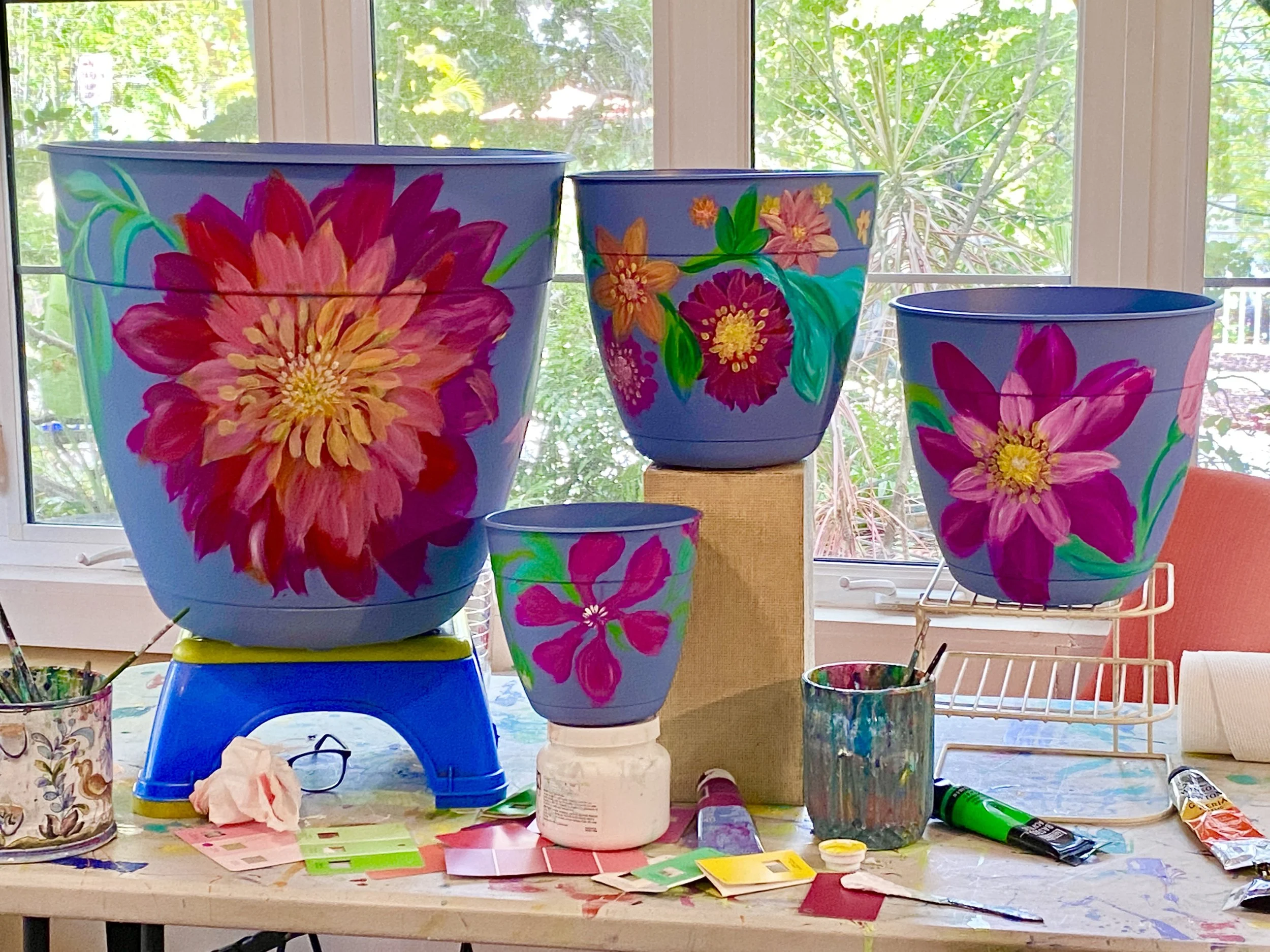 Decorated Flower and Plant Vases by the Gypsy Gardener
