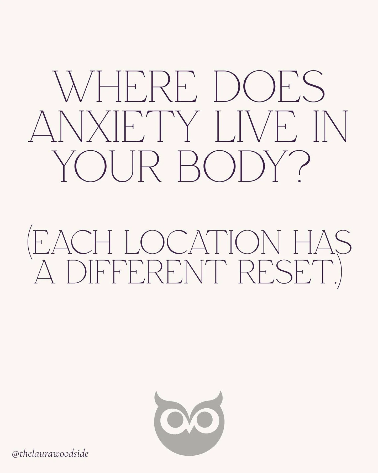 where you feel anxiety in your body
tells you which reset to use.

quick map:
🟣 head (racing thoughts) &rarr; anchor techniques (movement, mantra, cold water)
🟣 jaw &rarr; clench 5, release 5
🟣 shoulders &rarr; up to ears, drop sudden, shake out
?