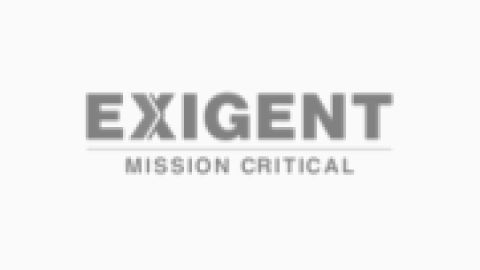 Exigent Mission Critical logo with bold text and tagline on a white background.