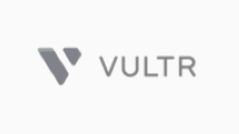 Vultr logo with stylized 'V' icon and the company name in grey text.