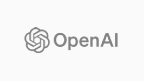 OpenAI logo with text 'OpenAI' on a light background.