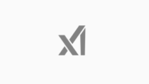 Minimalist gray logo with stylized 'X' and 'I' letters