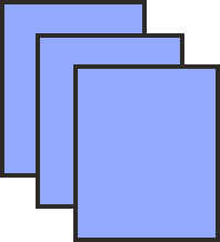 Three overlapping blue photo frames on a black background.