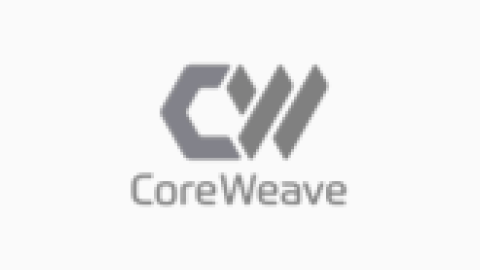 CoreWeave logo in gray on a white background.