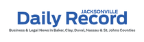Logo of the Jacksonville Daily Record with text highlighting Business & Legal News in Baker, Clay, Duval, Nassau, and St. Johns Counties.